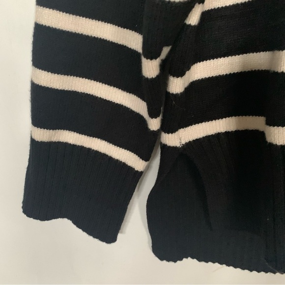 Zara 🆕 Breton Striped Marinière Sweater 1/4 Zip Parisian Chic Black Off White M - Picture 7 of 13